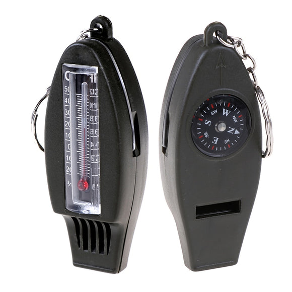 4 in 1 Multifunctional Compass Thermometer Whistle Magnifier