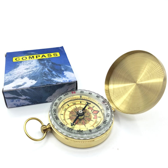 High Quality Compass Brass Gold Color Copper Dual Display Compass Navigation